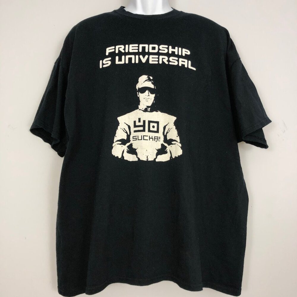 YOSUCKA! T-Shirt Mens 2XL Black "Friendship is Universal" Graphic Detroit Techno